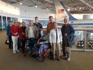 Reagan Library field trip group in front of Air Force One
